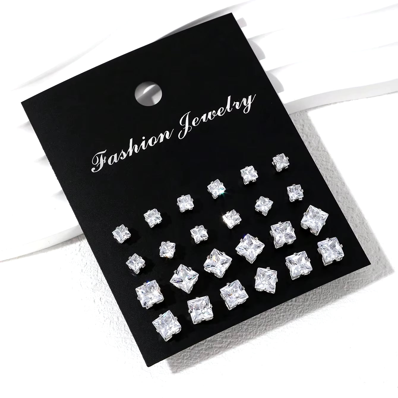 12 Pairs of Luxurious, Simple, Shiny, and Caring Zirconia Decorative Earrings Are Suitable for Gifts to Parties,And Couples